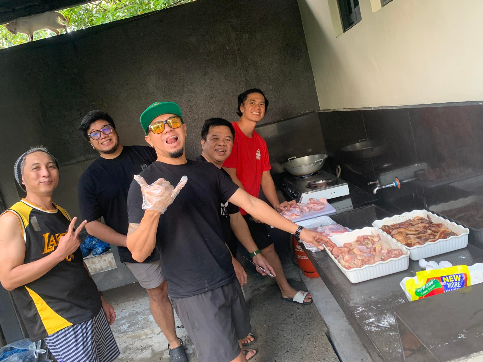 Colleagues preparing food together